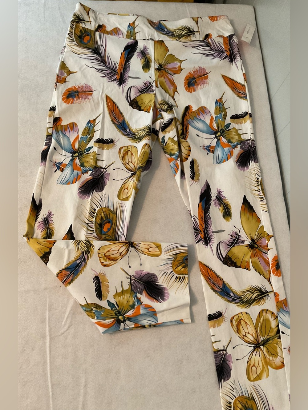 Krazy Larry Butterfly Feather Print Stretch Pants Made in USA